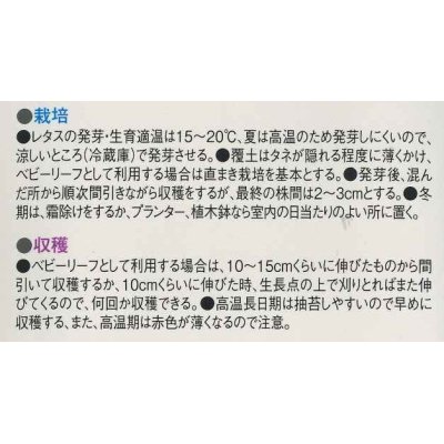 画像3: [葉物]ベビーリーフ　レタスミックス　20ml（およそ8100粒）　中原採種場（株）