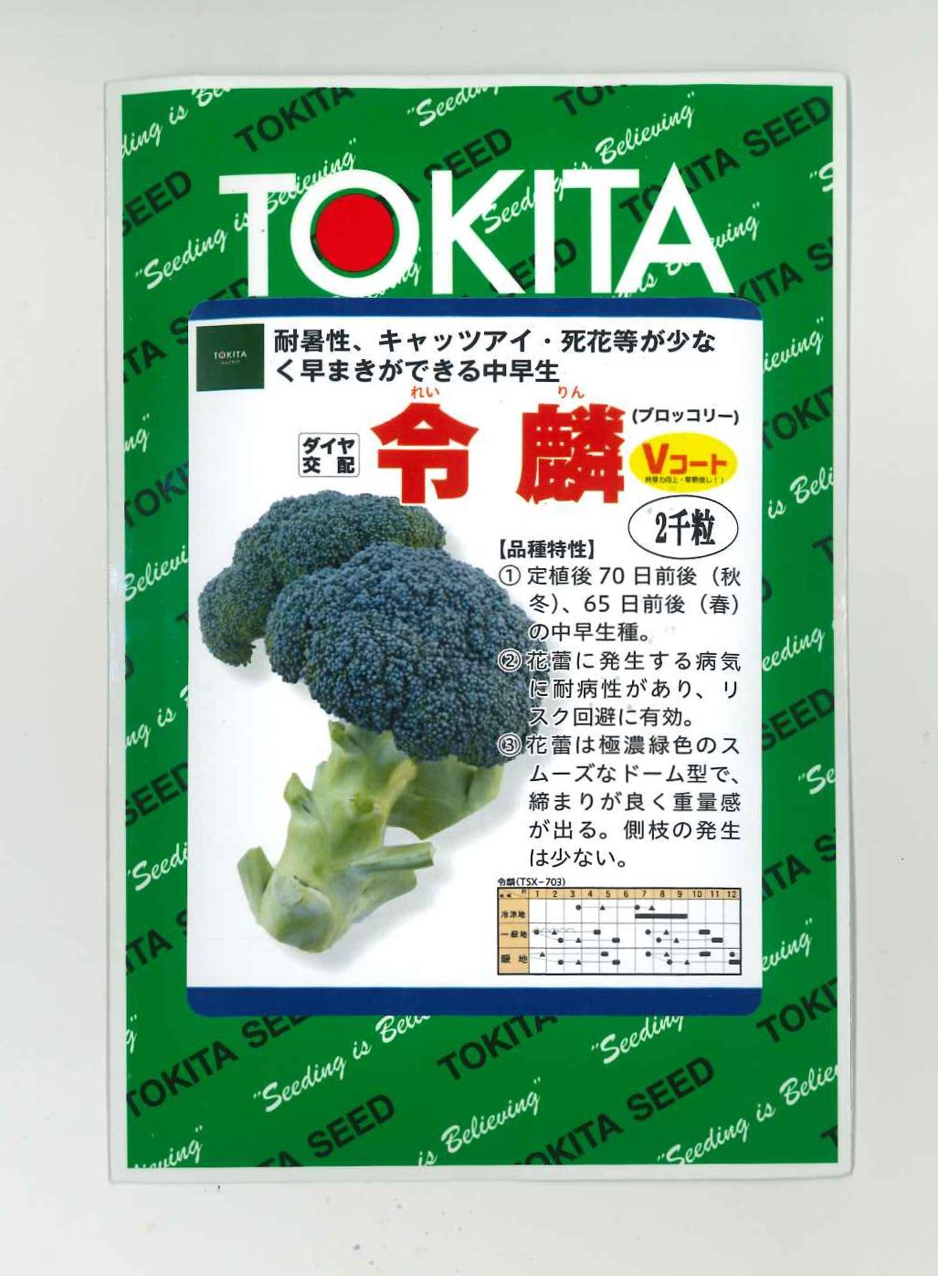 ブロッコリー 令麟 00粒 ダイヤ交配 野菜種 ブロッコリー カリフラワー グリーンロフトネモト直営