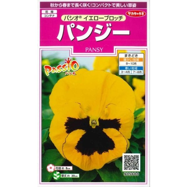 画像1: 花の種 パンジー パシオ イエローブロッチ 約34粒 (株)サカタのタネ 実咲350(026141) (1)